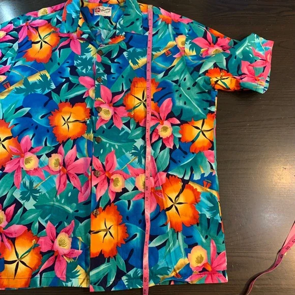 Hilo Hattie Mens XL Aloha Hawaiian Shirt Tropical Floral Print Made in Hawaii - Picture 8 of 12
